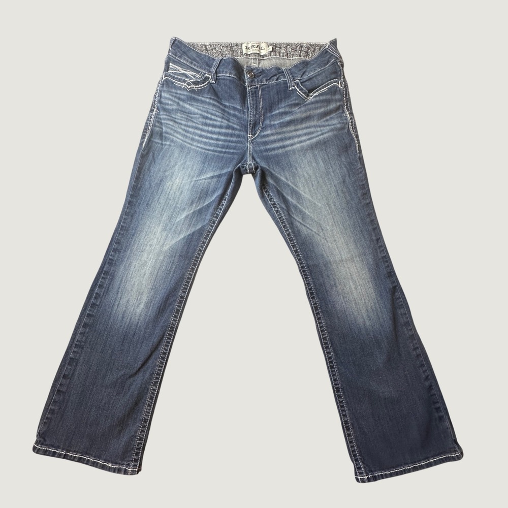 Ariat Jeans Womens 34R Blue REAL Hi Rise Bootcut Marine Denim 10017510 Entwined